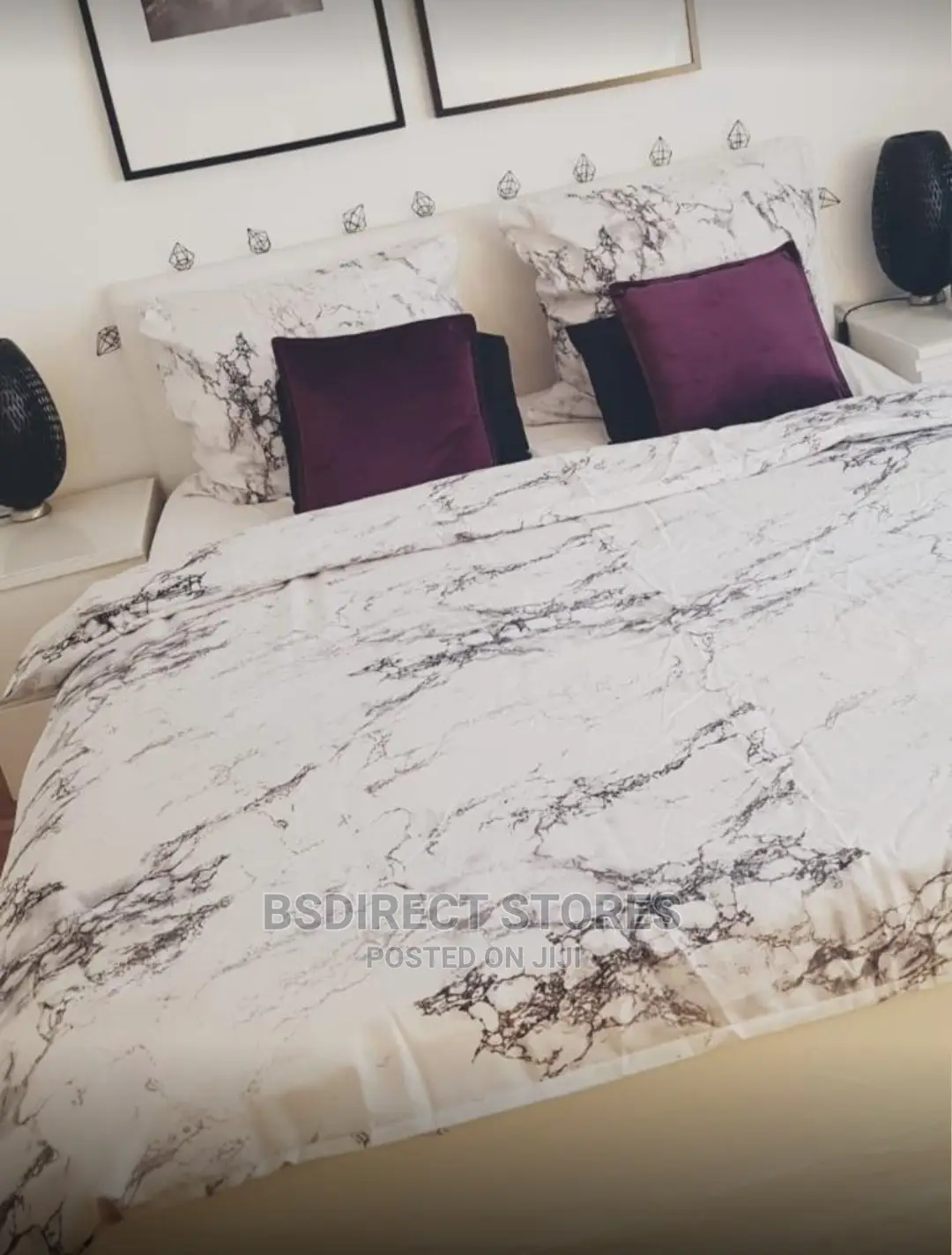 Bedsure Get Cozy Marble Pattern KING Duvet + 2 Pillowcases