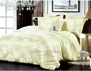 Moonstar London Cream 4pcs Jacquard KING Duvet +Fitted Sheet