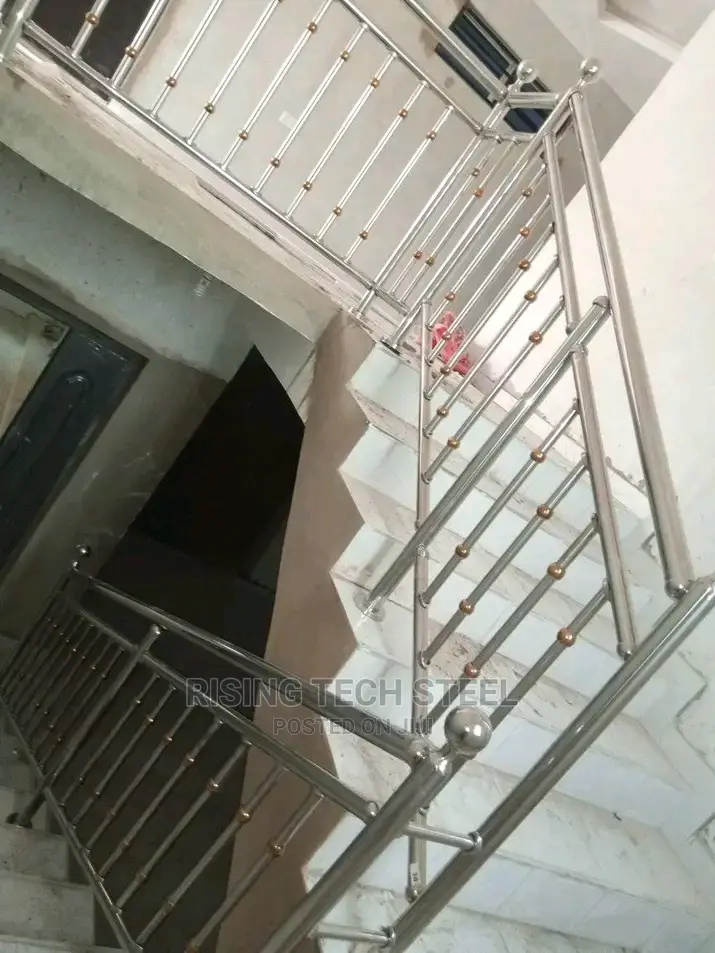 Stainless Handrail With Double Ring Ball Gold