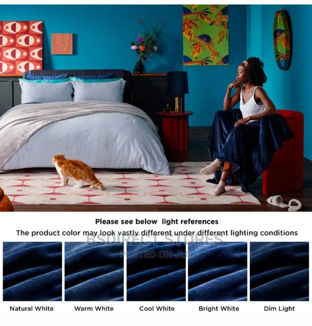 Bedsure Navy Fleece Bedspread King Fluffy Flannel Blanket