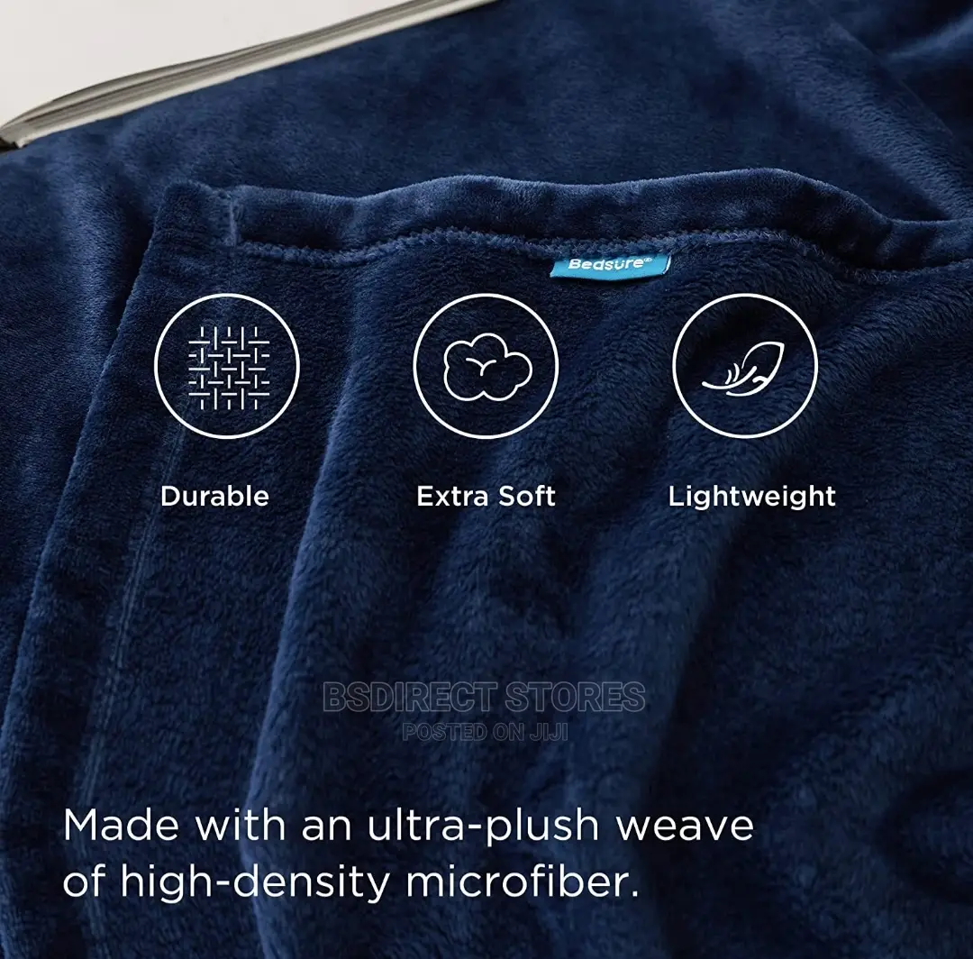 Bedsure Navy Fleece Bedspread King Fluffy Flannel Blanket