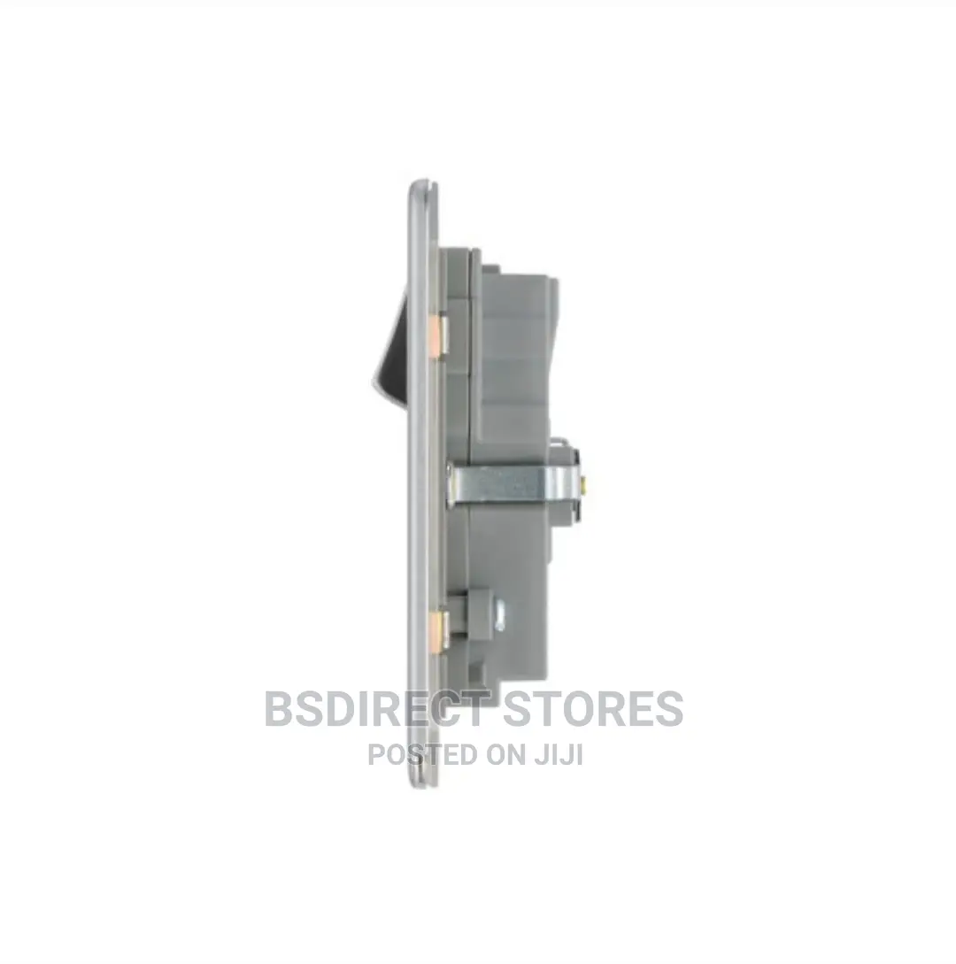 BG Brushed Steel USB Double Socket 2gang Screwless Flatplate