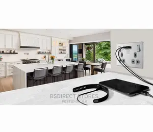 BG Brushed Steel USB Double Socket 2gang Screwless Flatplate