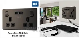 BG Black Nickel USB Double Socket 2 Gang Screwless Flatplate