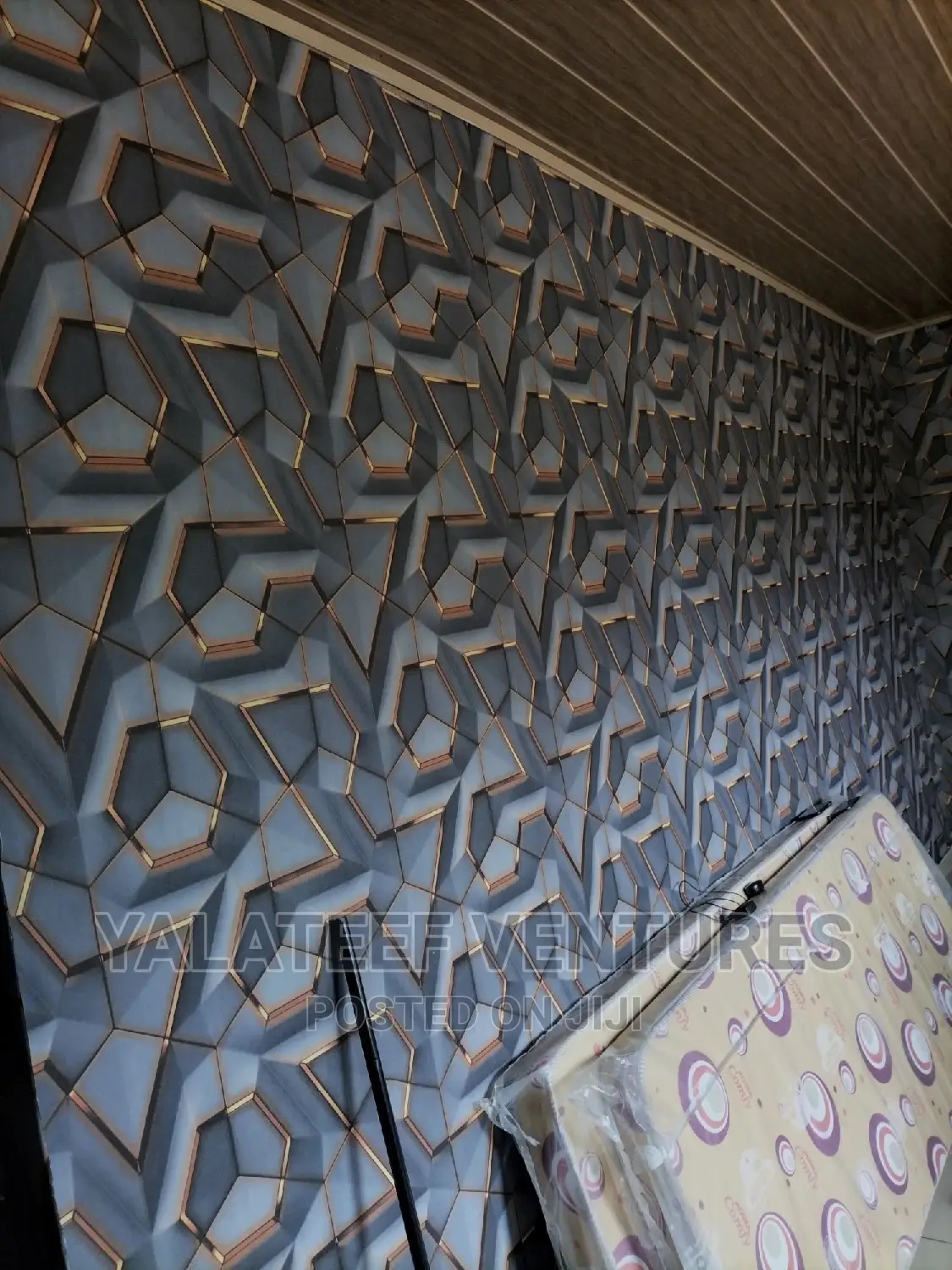 3D Fluted, Marble Type and Metallic Wallpaper