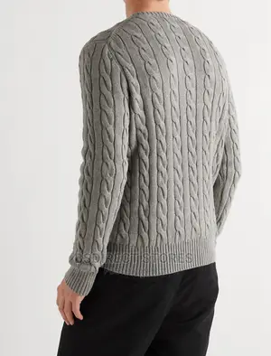 Polo Ralph Lauren Grey Men's Cable Knit Long Sleeve Sweater