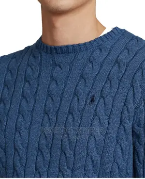 Polo Ralph Lauren BLUE Men's Cable Knit Long Sleeve Sweater