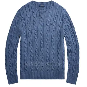 Polo Ralph Lauren BLUE Men's Cable Knit Long Sleeve Sweater