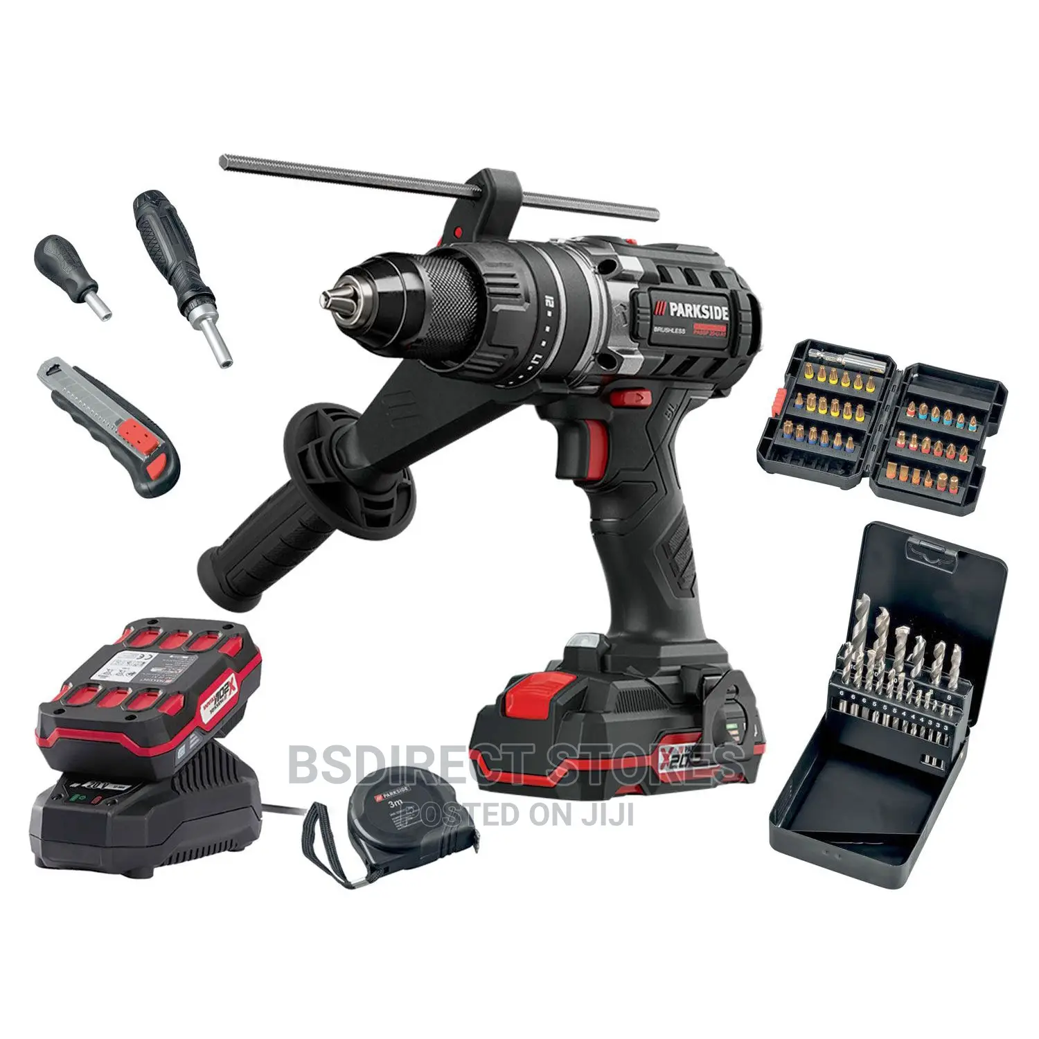 Parkside Cordless Hammer Drill 20v With Case 60 Piece Bits