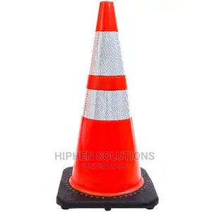 28" Orange Safety Traffic PVC Cones With Two Reflective Collars - Set