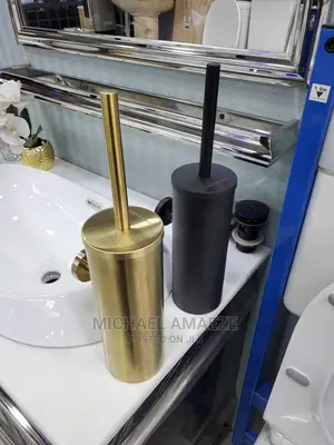 Mart Gold and Black Wall Hanging Toilet Brush
