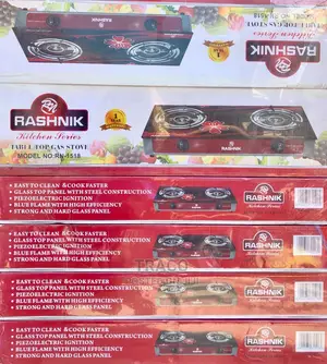 Rashnik Double Burners Glass Top Gas Cooker