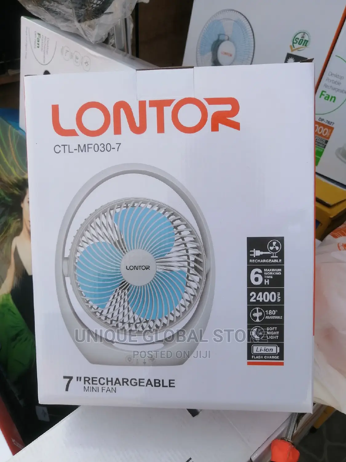 Lontor Rechargeable Mini Fan 7 Inches