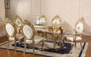 Luxury 6 Seater Wooden Top Royal Dining Table Set.