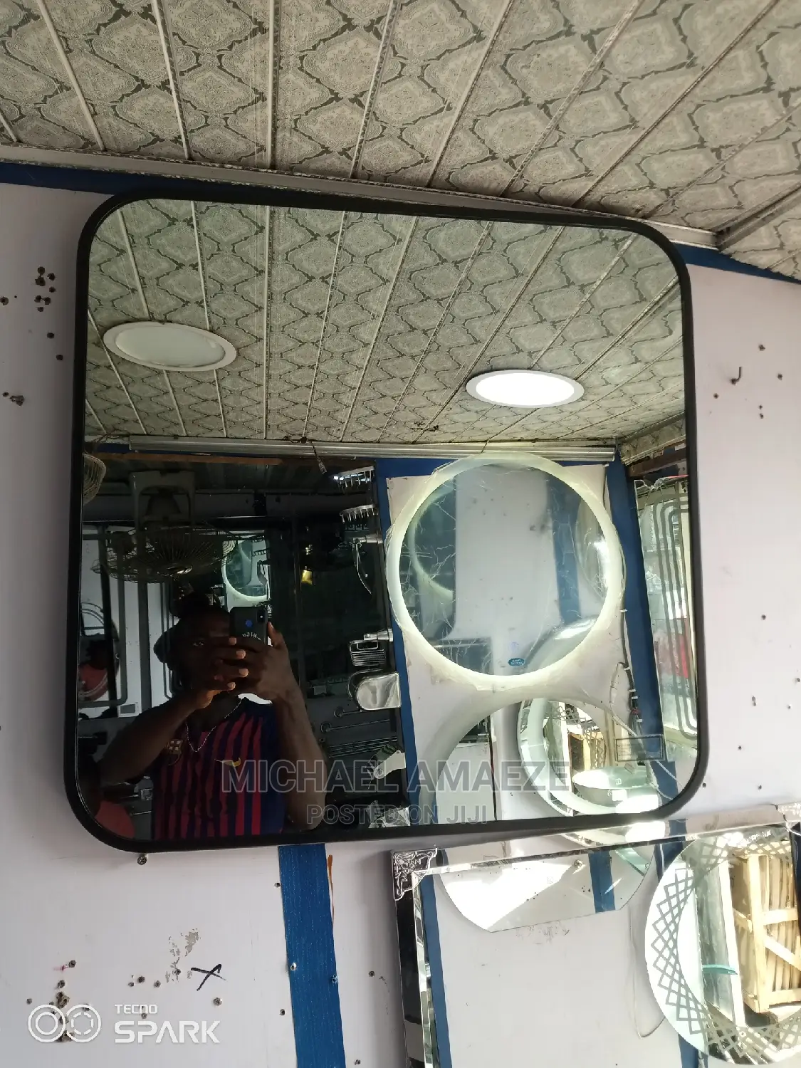 Black Frame Square Mirror