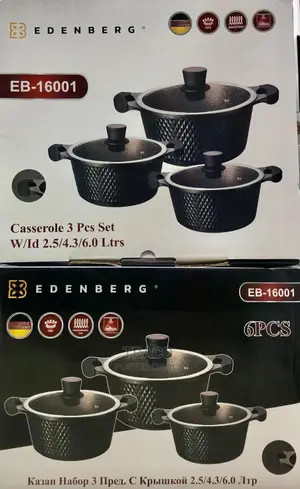 Edenberg Nonstick Cookware Set 6pcs Eb-16001 -Black
