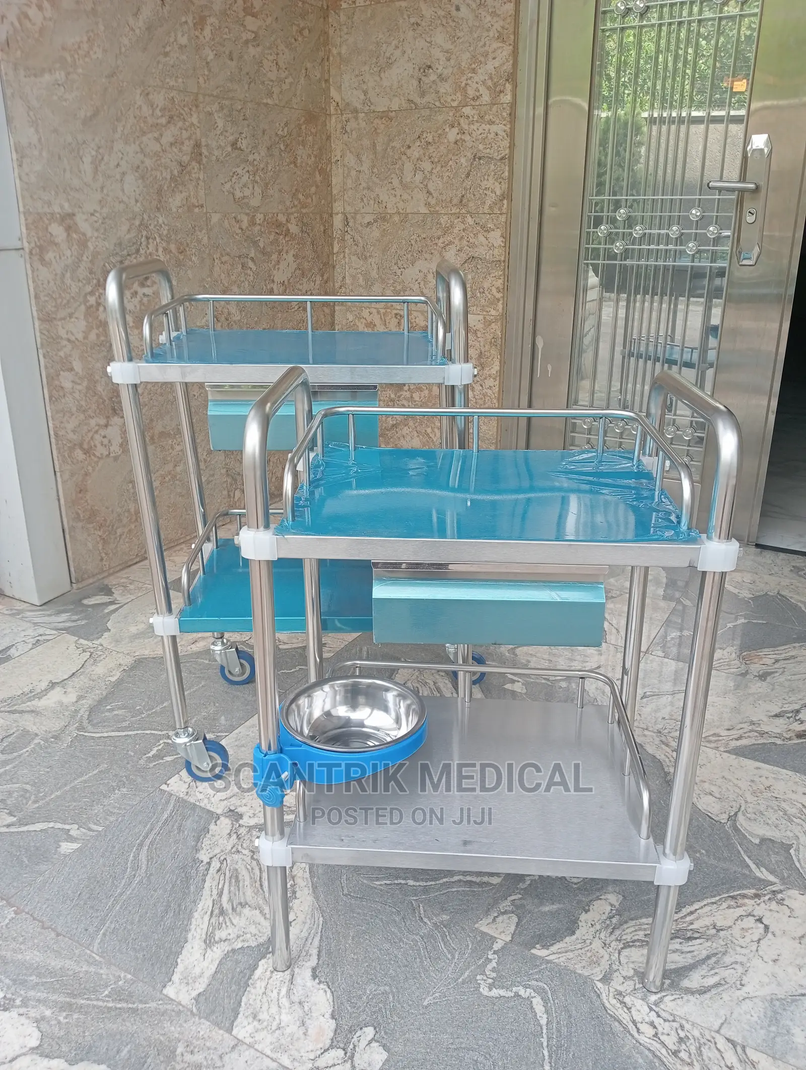 Stainless Steel Bowl Bucket Instrument Trolly