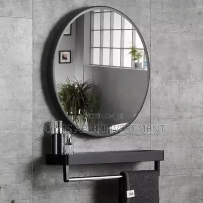 Black Executive Mirror With Shelve