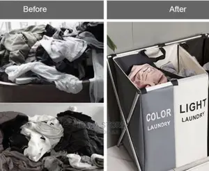3 Section Large Foldable Laundry Basket Bag