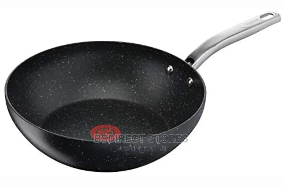 Tefal Titanium Excel Wok Pan, Thermo-spot Stone Effect, 28cm