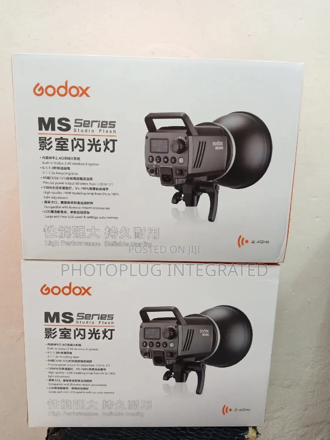 2 Godox MS300 Studio Strobe Light With 2 Big Light Stand