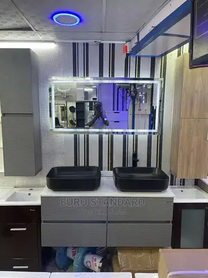120cm Double Marble Wash Hand Basin Cabinet With LED