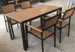 Outdoor Restaurant Wooden Dining Table Set by 6