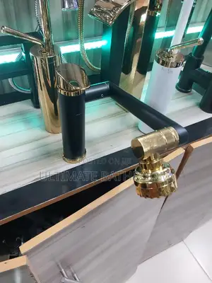 Black and Gold Basin Mixer Tap