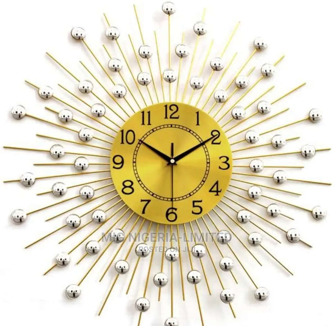 Circle Metallic Wall Golden Black Design Wall Clock
