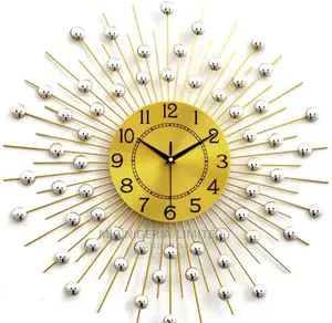 Circle Metallic Wall Golden Black Design Wall Clock
