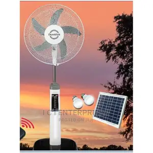 Duravolt 16inches Rechargeable Fan+Solar Panel+Bulb+Music