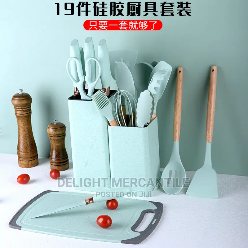 19 Pieces Silicon Kitchen Utensil Chopping Board Spoon Set