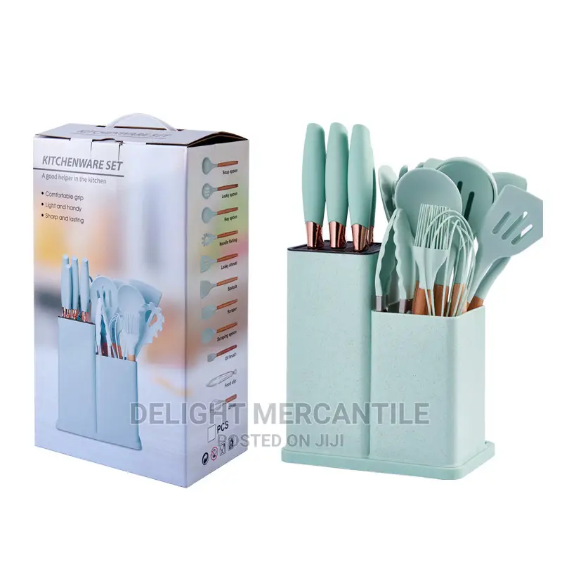 Silicon Kitchen Utensil Chopping Board Spoon Set 19 Pieces