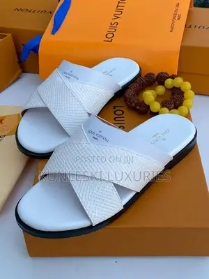 Original Louis Vuitton Men Leather Slippers in Three Colors