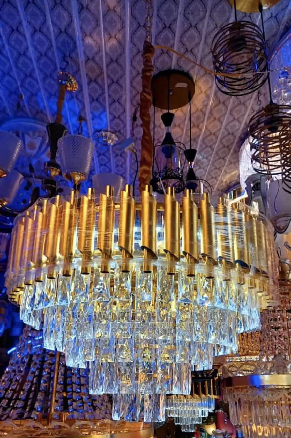 Gold Pipe Chandelier