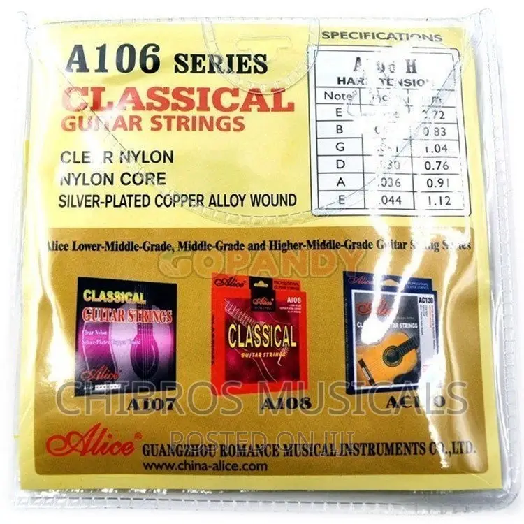 Alice A106-H Clear Nylon Classical Guitar Strings – Silver