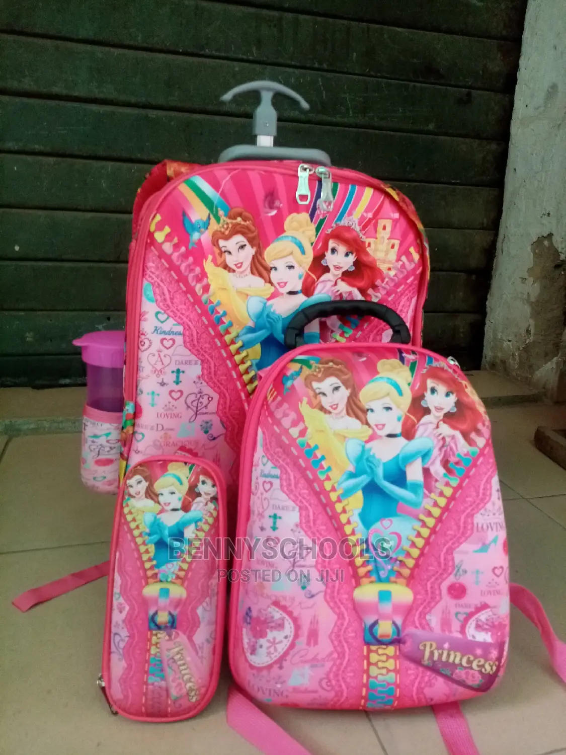 Set of 4 Hardbody Princess Kids Childrens Trolley School Bag