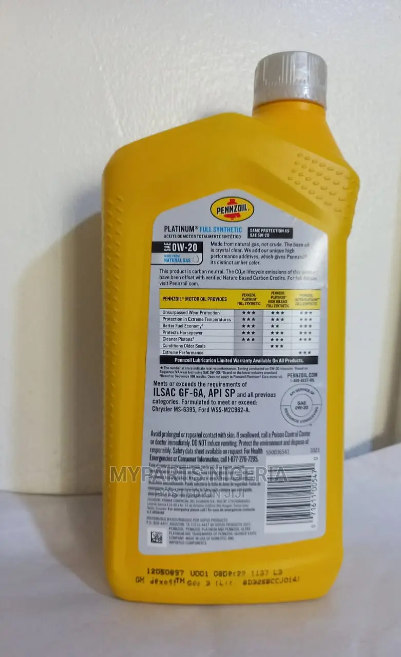 Pennzoil 0w-20 Platinum Full Synthetic 1L in Amuwo-Odofin - Vehicle ...