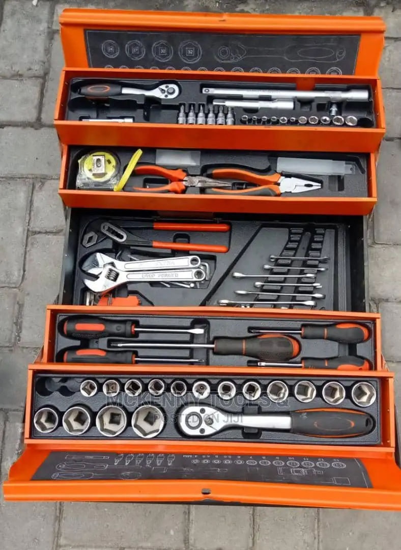 Folding Metal Tool Box With 85 Tool Sets