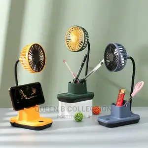 Stationery and Phone Holder Rechargeable Fan