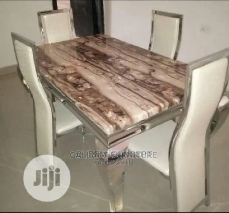 Modern 4 Seater Marble Top Dining Table Set.