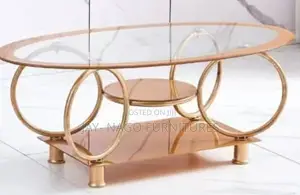 Golden 15mm Glass Center Table