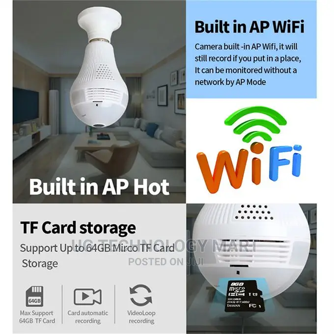 Panoramic Ip Camera 360° - 1080p Motion || Spy Bulb Camera