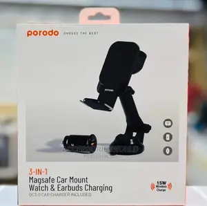 Porodo
3-In-1
Magsafe Car Mount Watch Earbuds CAR CHARGER