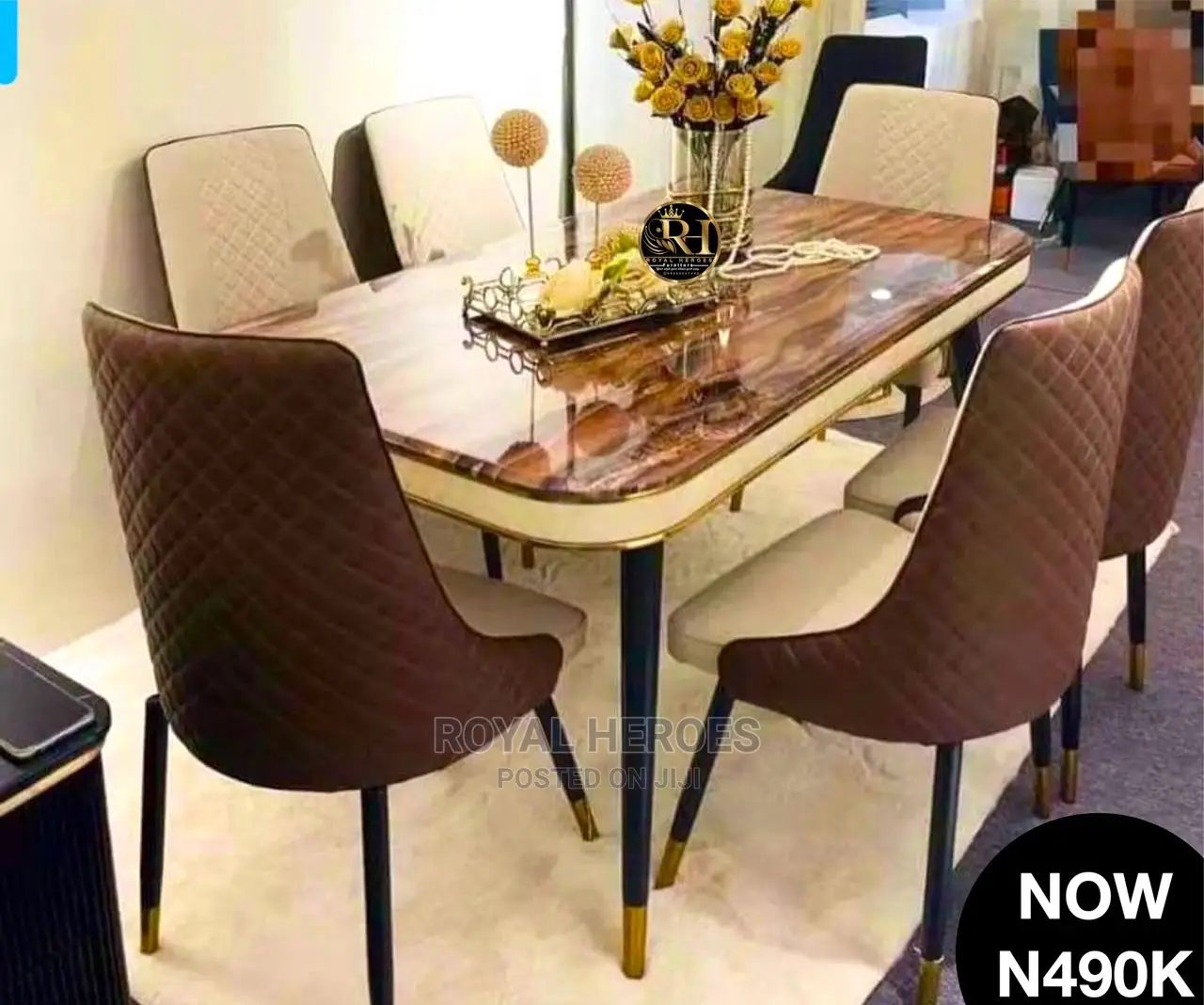 6 Seaters Marble Dining Set