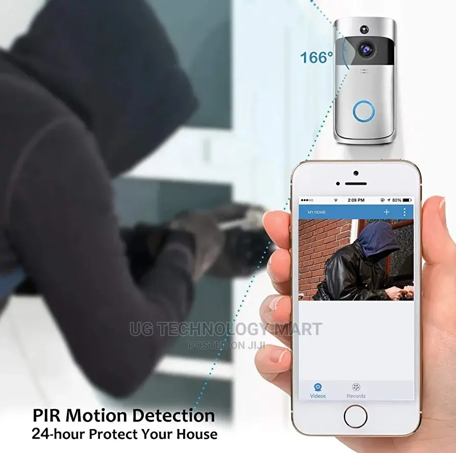 Wifi Smart Video Camera Security Doorbell With Motion Detect