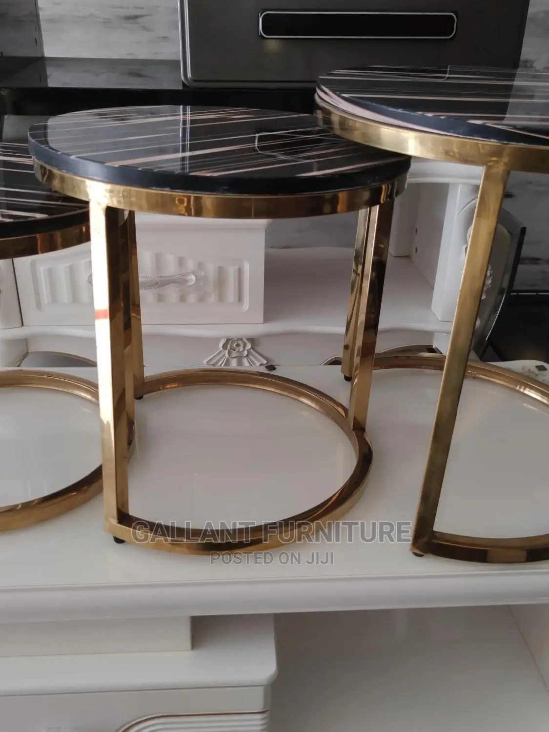 Marble Center Table With Two Said Stools