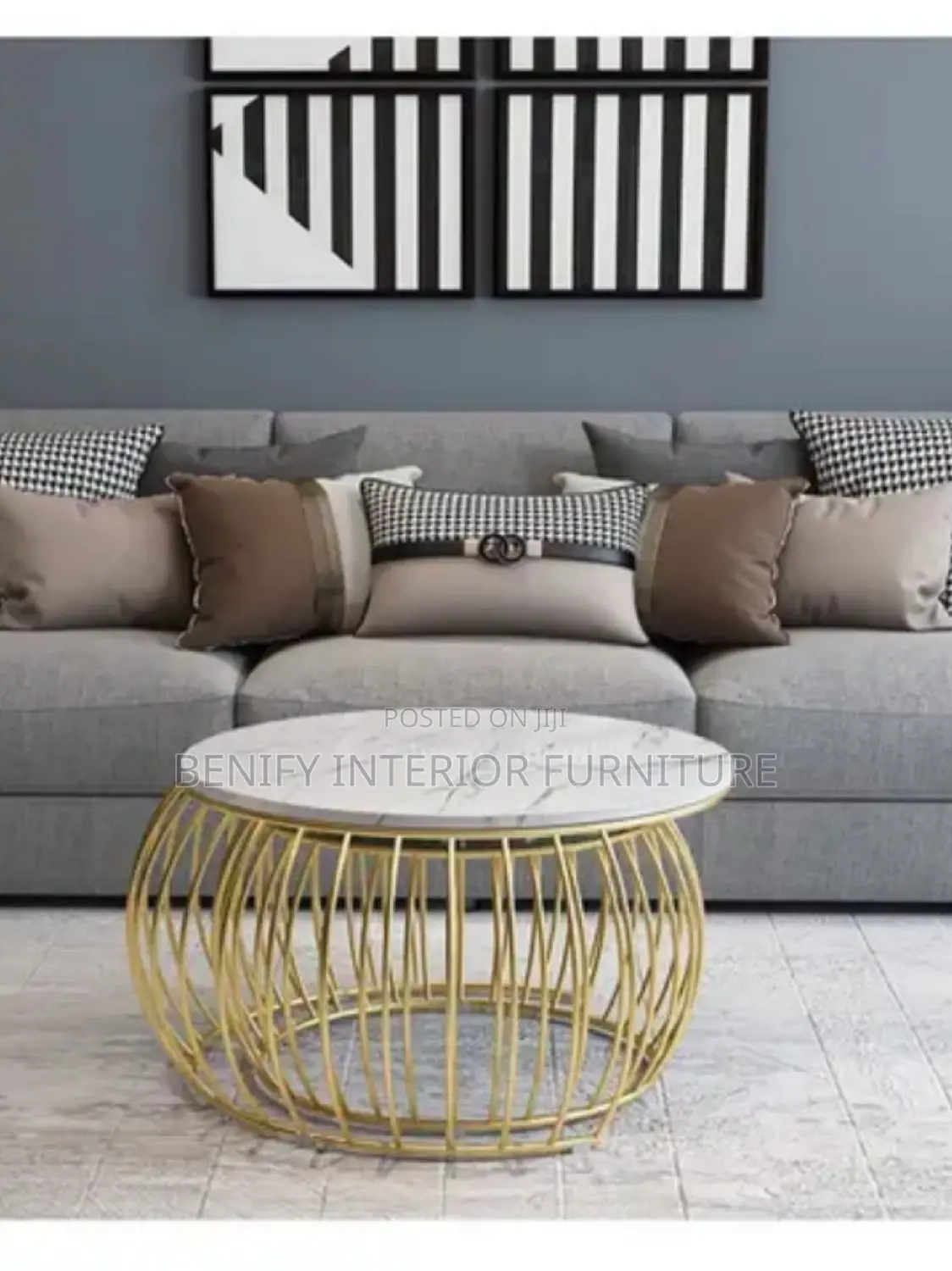 Modern Marble Center Table With Side Stool
