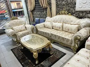 Luxury 6 Seater Living Room Fabric Made Royal Sofa Chair.