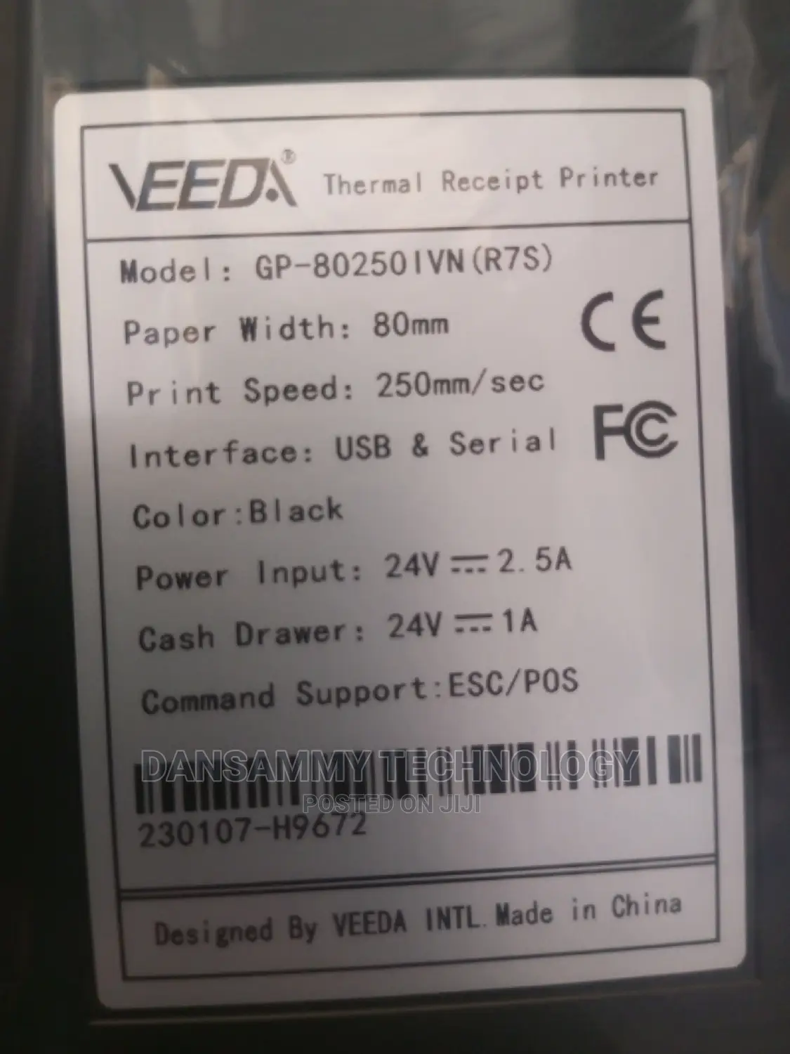 7rs Veeda Receipt Printer Usb+Serial Port